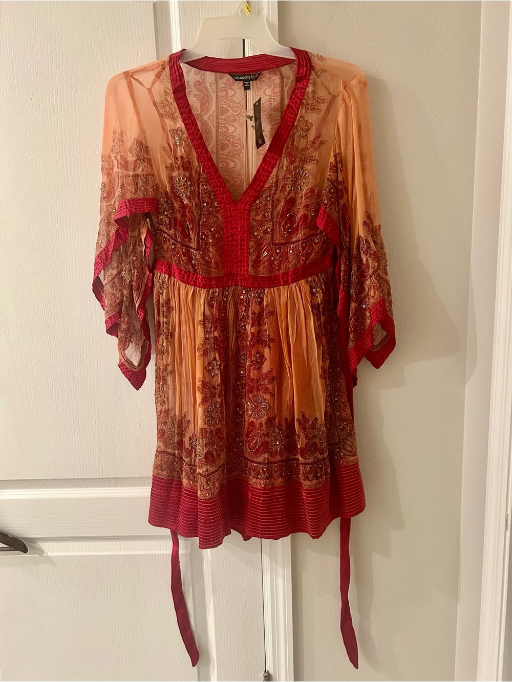 Chaudry Anthropologie Beaded With Slip Dress